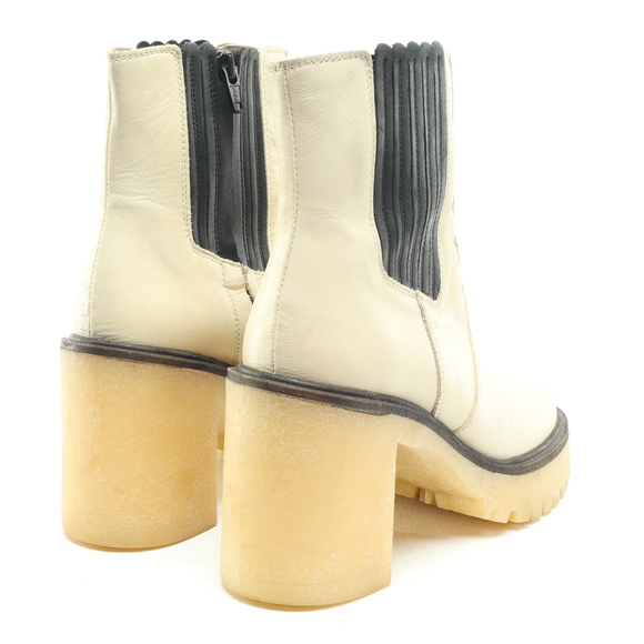 Free People James Chunky Heel Chelsea Leather Boots Women EU 38 White/Black - Picture 10 of 16